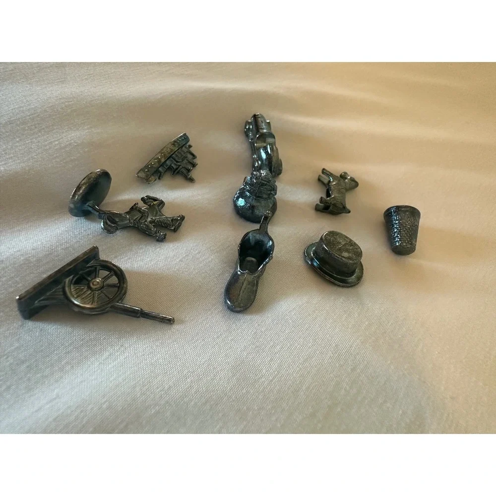 Vintage Monopoly Game‎ Tokens Metal Replacement Pieces Set of 9 Silver Tone